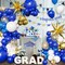 130Pcs Blue White and Gold Graduation Balloon Arch Kit - Class of 2026 Garland with Star Foils & Confetti Balloons - Navy and Gold Party Decorations for College, High School & Nursing School